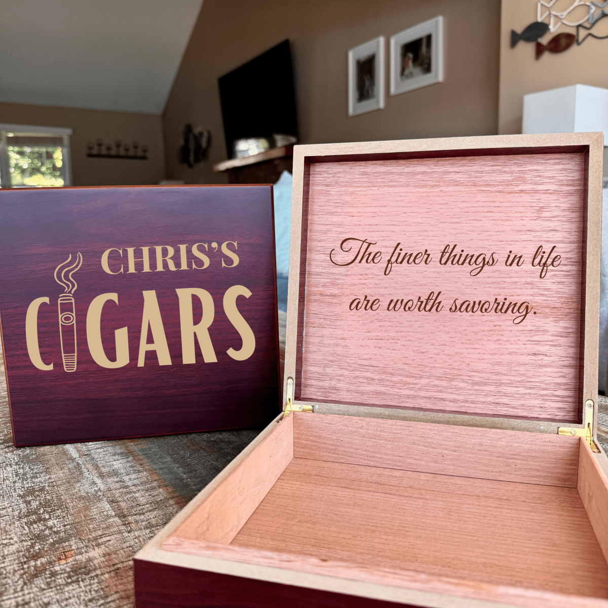 Unique Personalized The Legacy Cigar Box Customized Gifts for Men Groovy Cigars, a personalized cigar gift engraved and shipped by Groovy Cigars