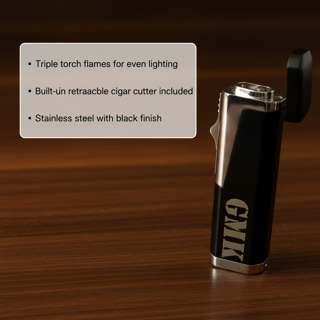 Personalized Triple Torch Lighter with Built-In Cutter
