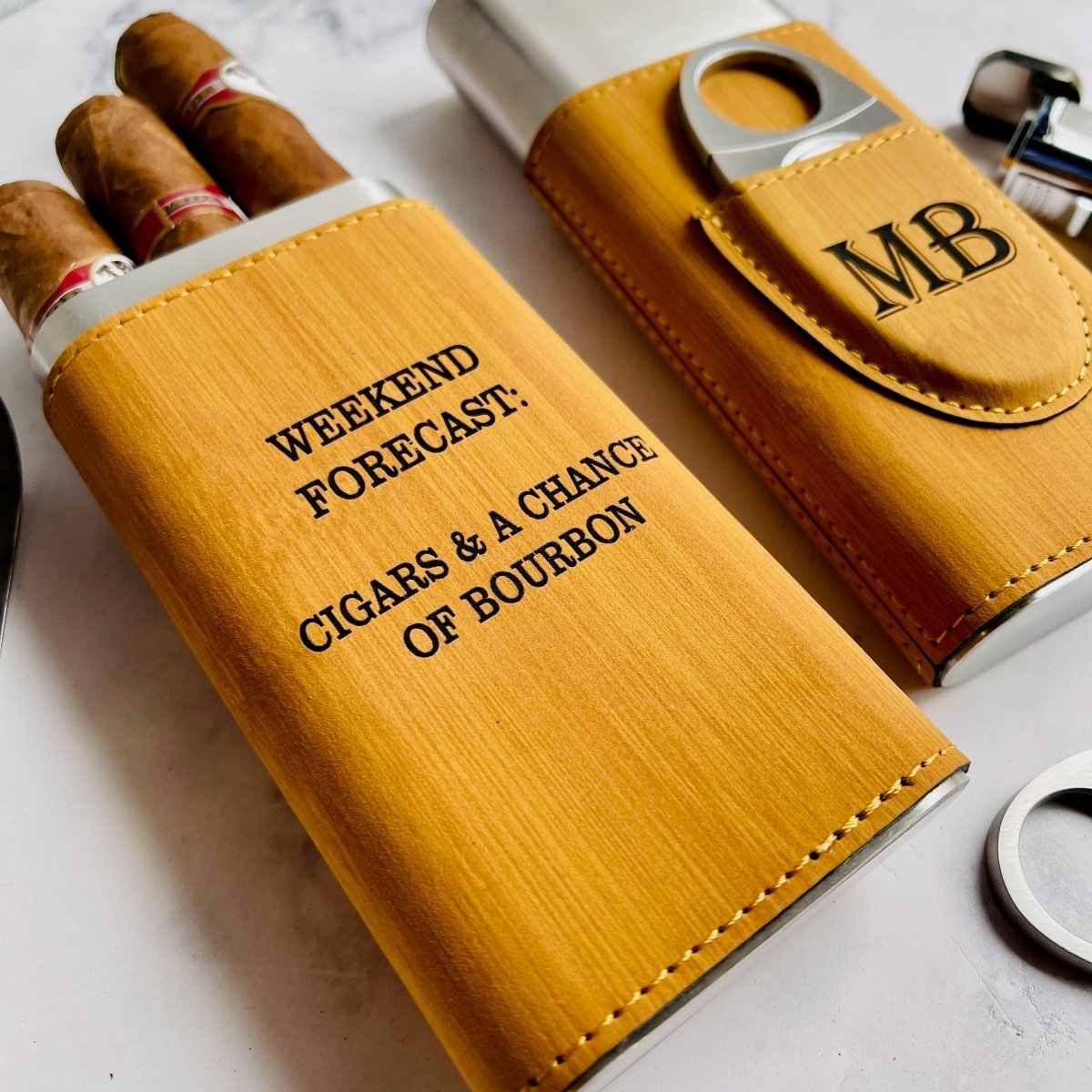 Unique Personalized Engraved Cigar Travel Case Customized Cigar Case Gifts for Men Groovy Cigars, a personalized cigar gift engraved and shipped by Groovy Cigars