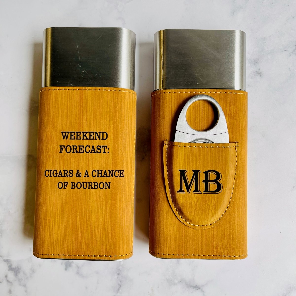 Unique Personalized Engraved Cigar Travel Case Customized Cigar Case Gifts for Men Groovy Cigars, a personalized cigar gift engraved and shipped by Groovy Cigars