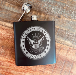 Navy Badge Flask