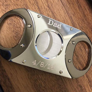 Custom Engraved Silver Cigar Cutter