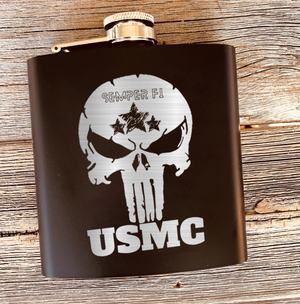 USMC Skull Flask